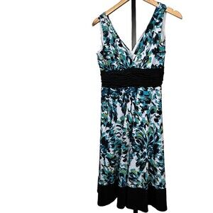 Jones New York Dress Sleeveless Knee Length V Neck Back Stretch 12 Twee Romantic